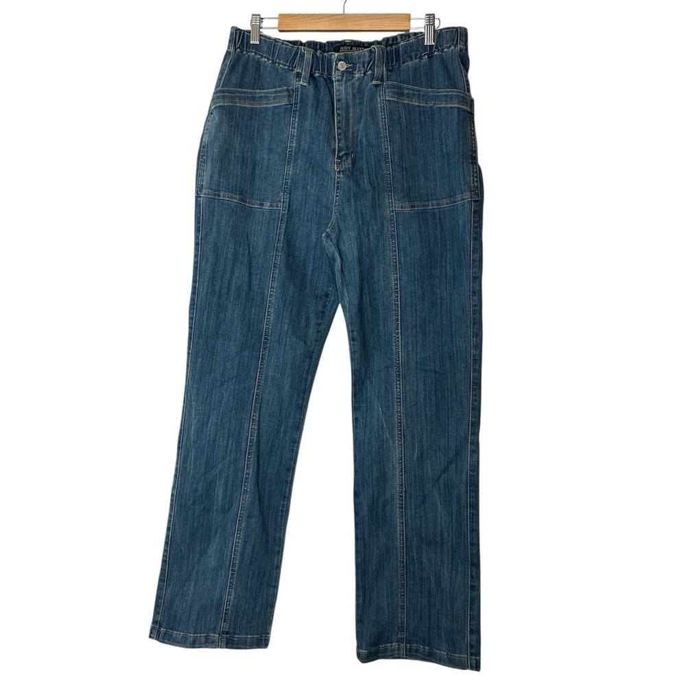 Judy Blue Jeans Women 15/32 Blue High Waist Denim Elastic Waist Straight Leg